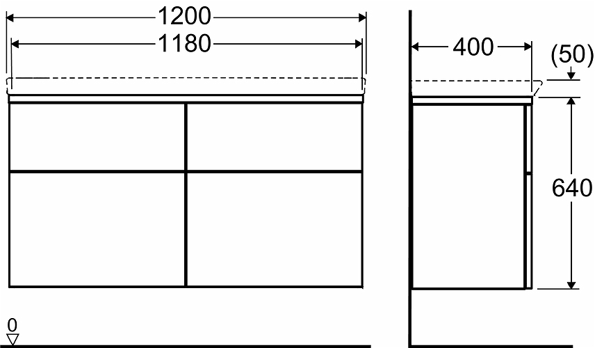 9610362101 IDO Glow напольная тумба для умывальника с двумя ящиками, 1180 мм, дуб - Вид №5