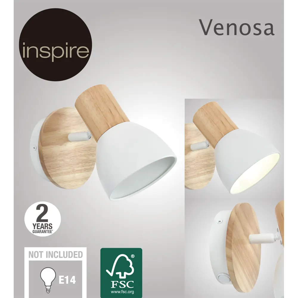 Поворотный спот Inspire Venosa с одной лампой E14 для акцентного освещения 82549870 STLM-0029605 - Вид №5