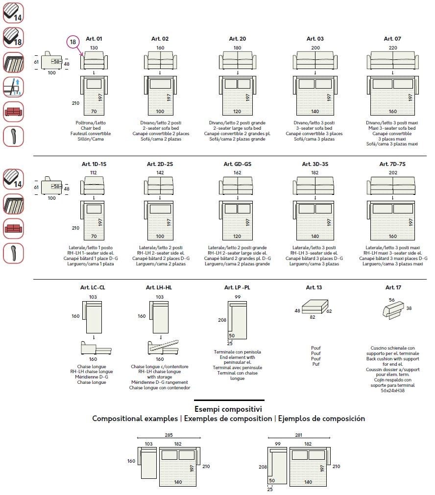 Двуспальный диван-кровать из ткани Felis Day &amp ARCH-00065823 - Вид №11