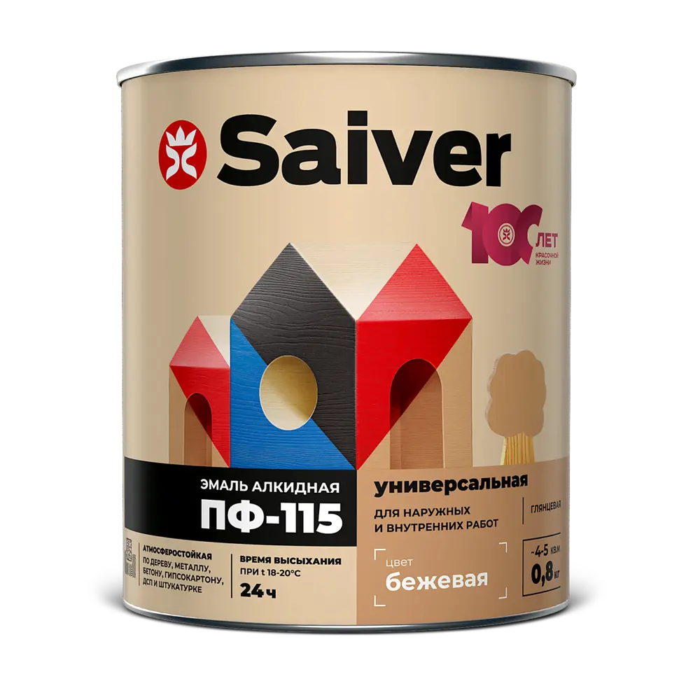 Эмаль ПФ-115 Saiver Lux глянцевая цвет бежевый 0.8 кг 83402326 STLM-2175251  - Вид №1