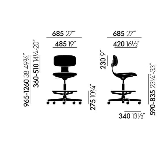 Ткань регулируемая высота офисный стул VITRA Rookie ARCH-00016862 - Вид №2