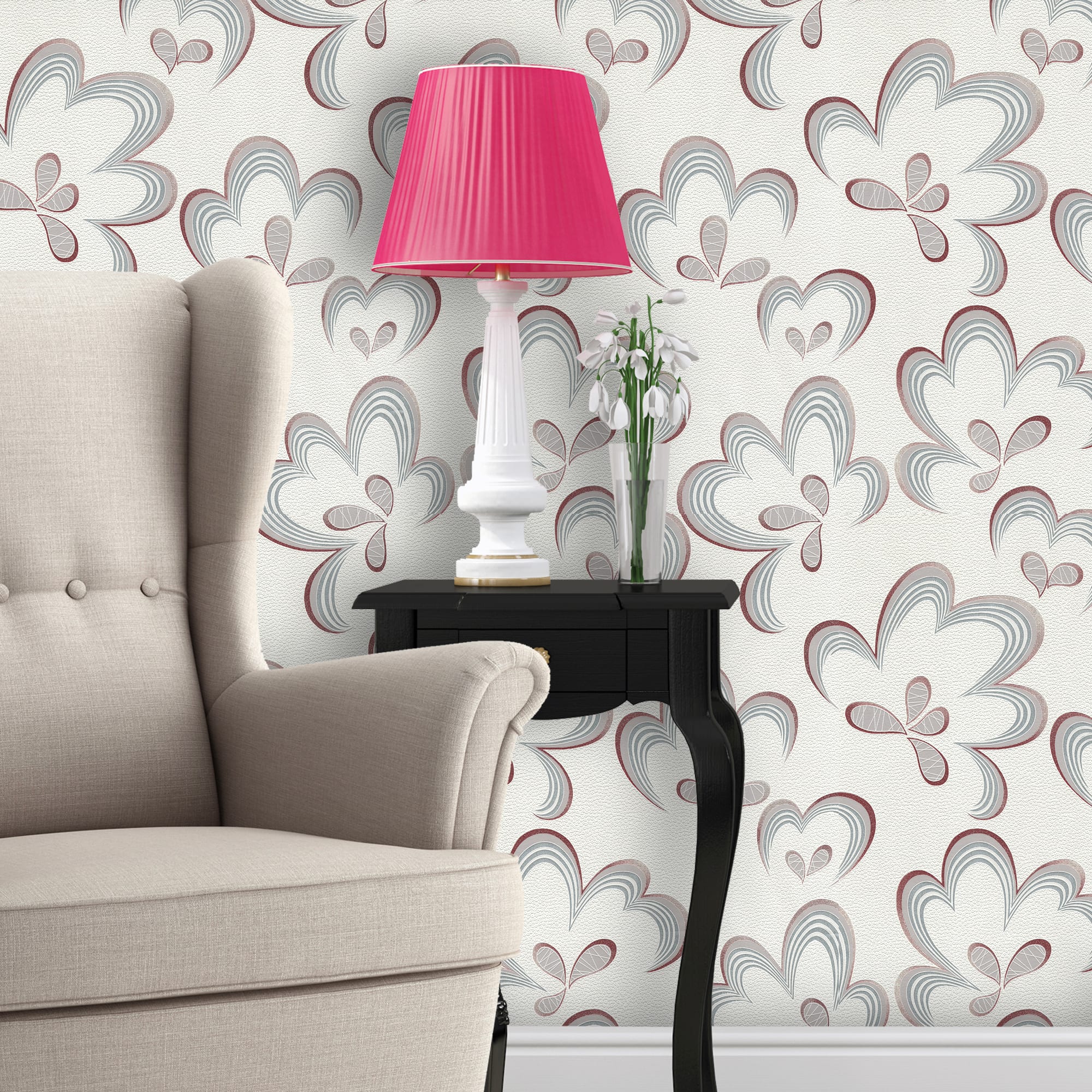 82399691 Обои виниловые белые 0.53 м 0002-5 Цветы Santreyd  - Вид №2