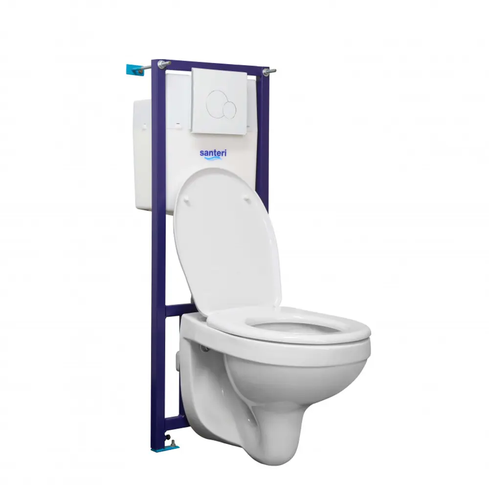 Комплект инсталляция и унитаз Santeri Polo клавиша цвет белый STLM-2019391 - Вид №1