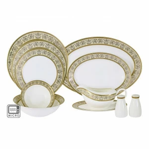 Сервиз обеденный фарфоровый белый с золотым на 12 персон, 50 предметов "Престиж" ANNA LAFARG EMILY ПРЕСТИЖ 00-3946643 Белый;золото