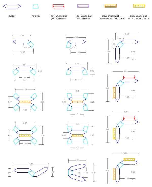 Модульная система сидений из ткани SITIA Rocks ARCH-00058532 - Вид №19
