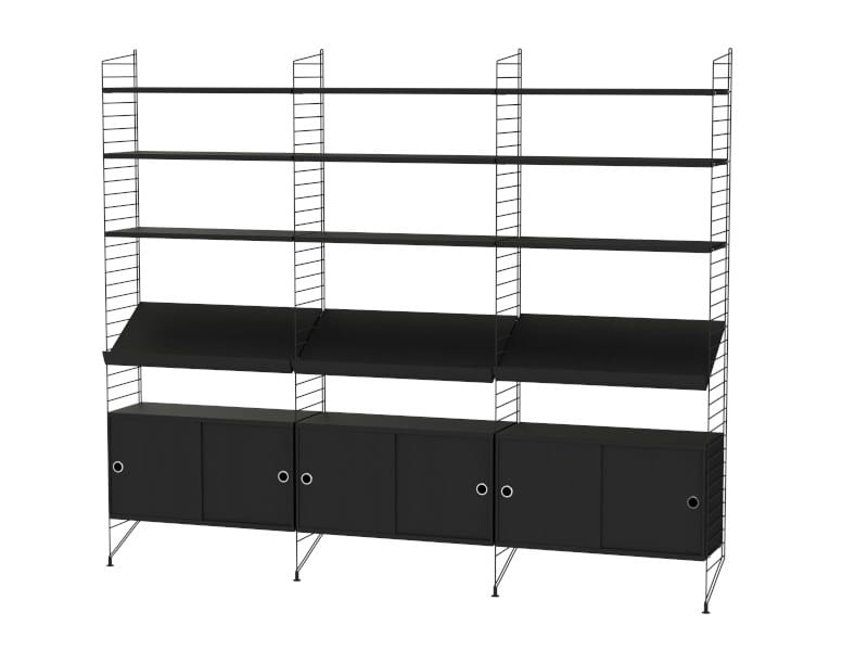 Секционный книжный шкаф из стали с порошковым покрытием String Furniture LIVING ROOM G ARCH-00113877 - Вид №1