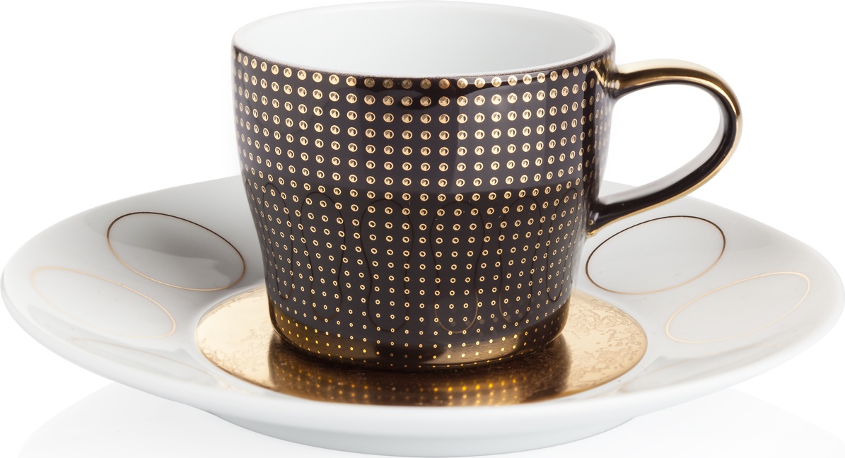 10630413 Furstenberg Чашка для эспрессо с блюдцем Furstenberg "Лунный свет" 70мл (белое блюдце) Фарфор 