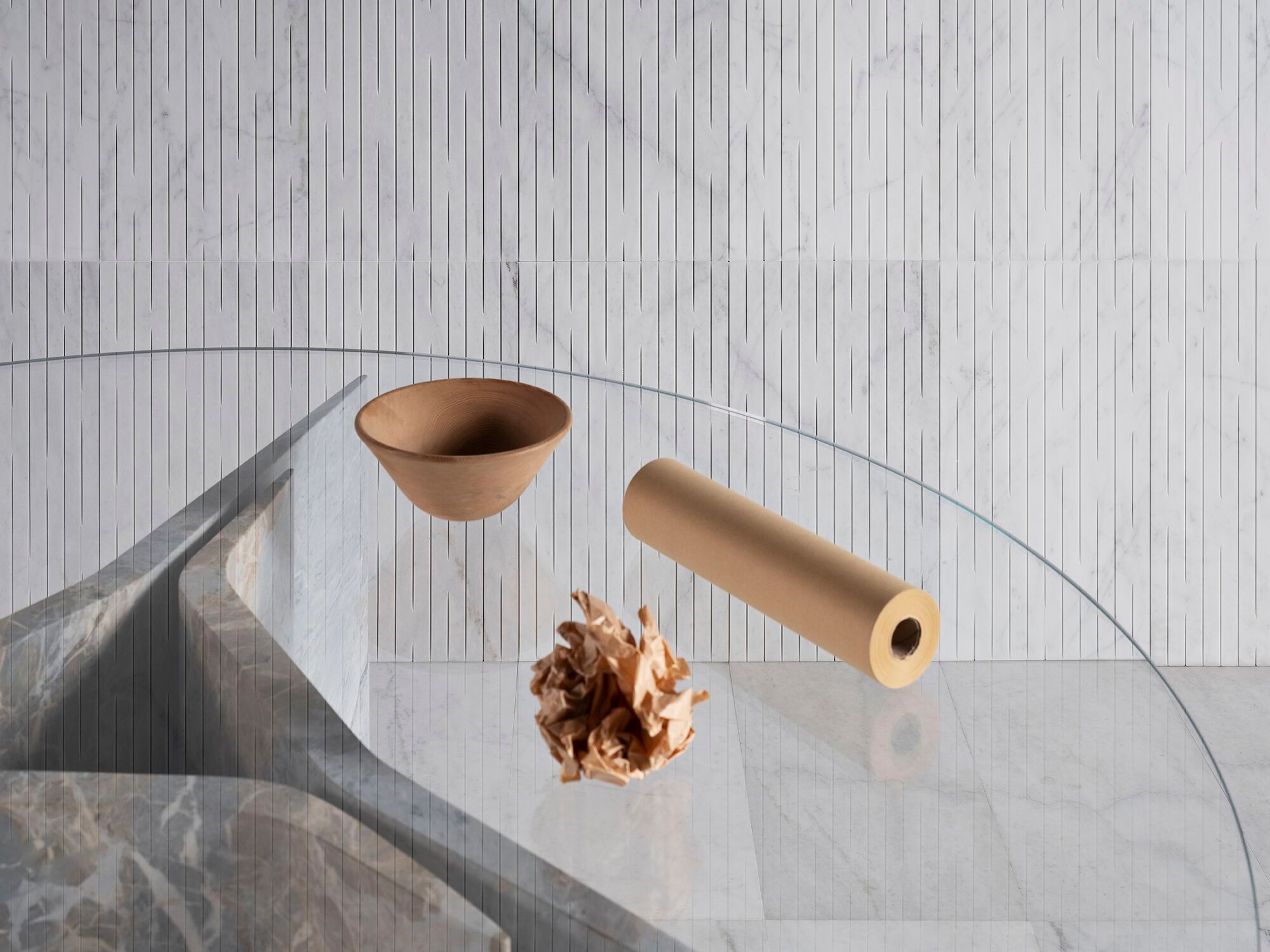 Круглый стол из мрамора и стекла LUCE DI CARRARA проволока ARCH-00084231 - Вид №1