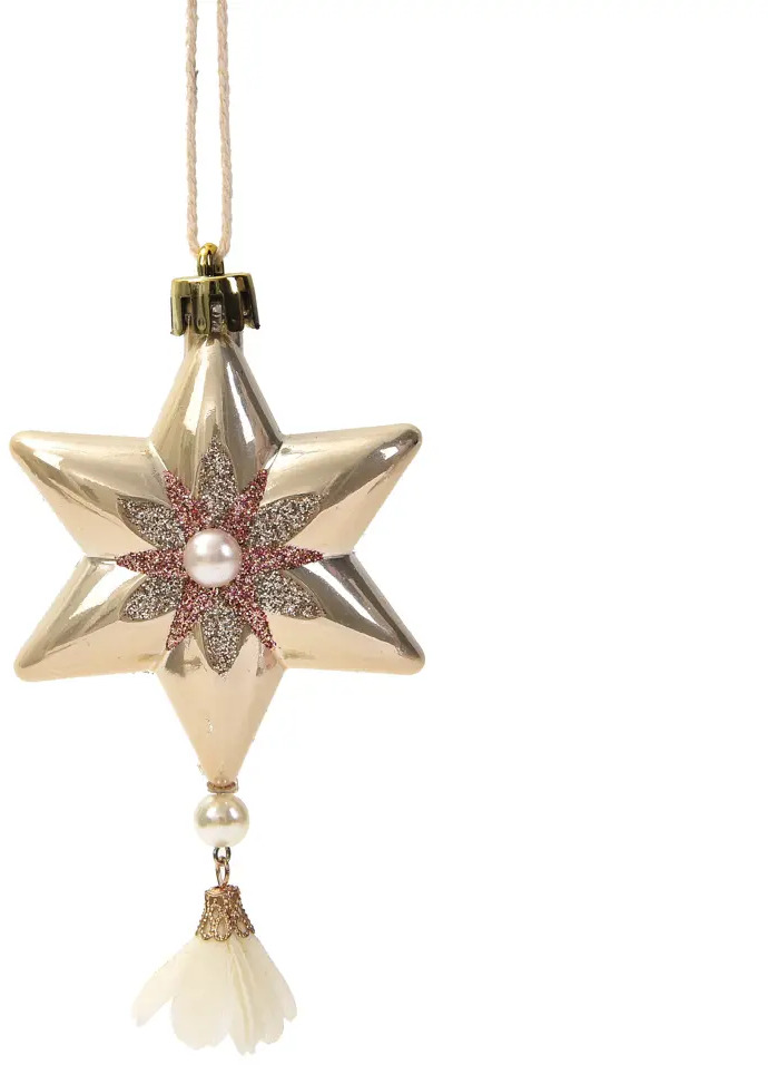 87036489 Елочная игрушка Звезда 10.5x6 цвет бежевый STLM-0952296