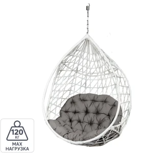 Кресло подвесное GreenGard Марокко 87х105х123 см металл/искусственный ротанг белый/серый