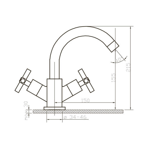 042-N York  Смеситель для умывальника  ARGO kran 042nyork - Вид №1