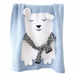 Плед МИШКА 60*120 св.голубой+белый APERO ДИЗАЙНЕРСКИЕ, ЖИВОТНЫЕ 134582 Голубой