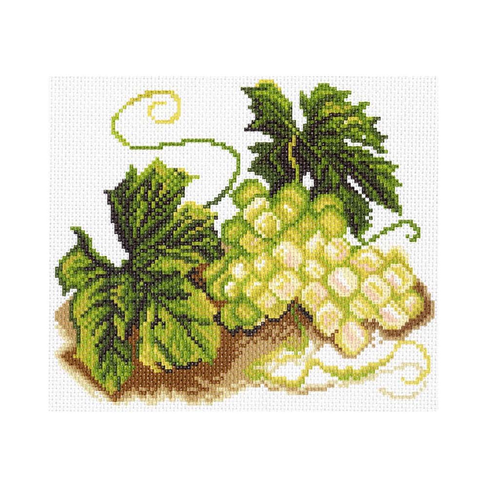 1373 Канва/ткань с рисунком Рисунок на канве 23 см х 28 см "Виноград" Матренин посад 