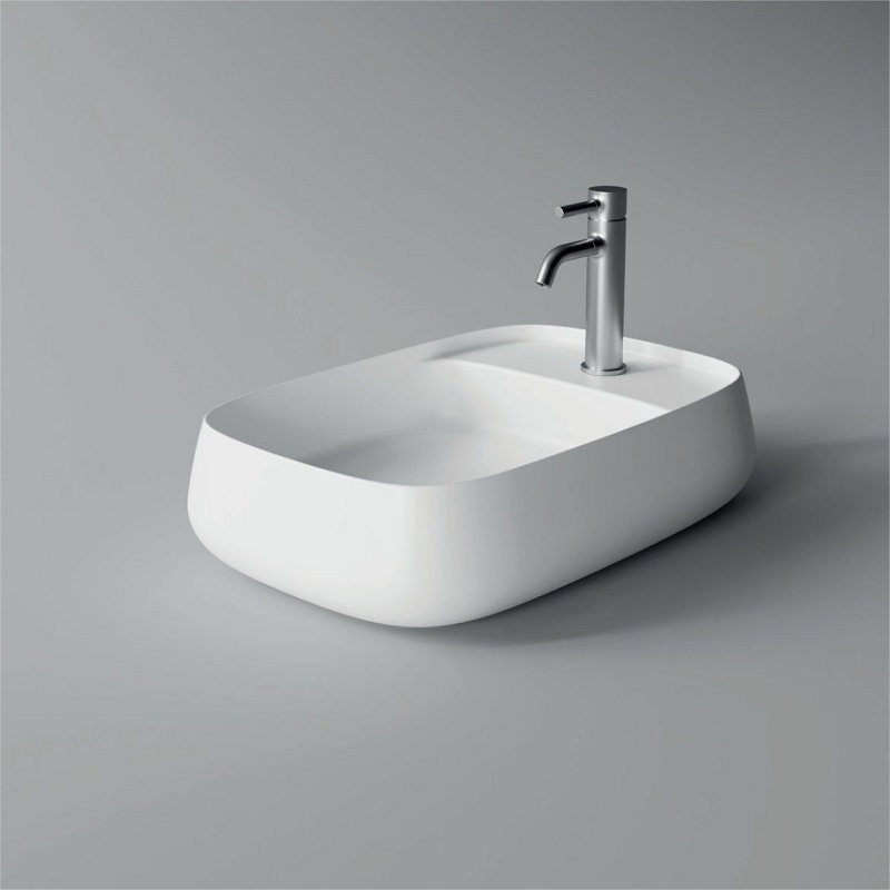 33200101.09 Накладная раковина 600х400х150 мм Alice Ceramica Nur без перелива с 1 отверстием под смеситель Белый матовый
