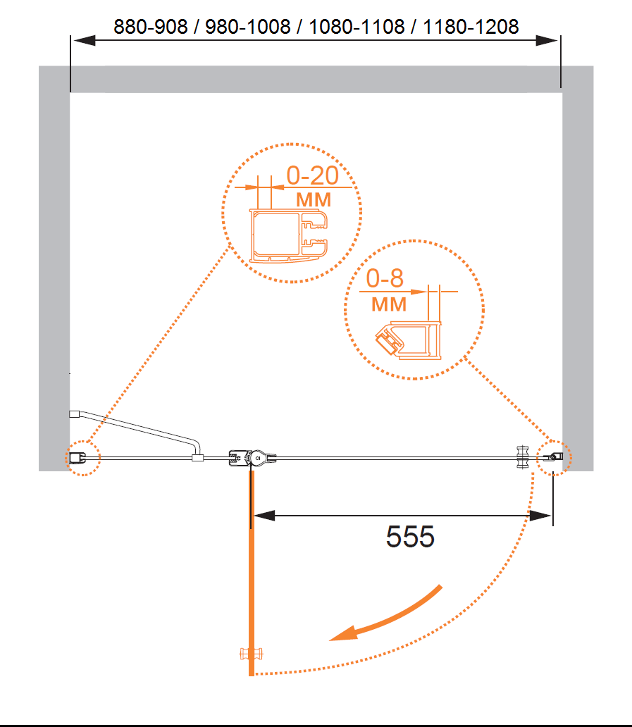 Душевая дверь в нишу CEZARES ELENA-W-B-12-100-C-Cr - Вид №4