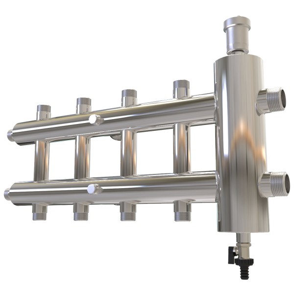 Купить Распределительный коллектор с гидрострелкой 120 кВт, 5 контуров Прокситерм GSK405 - Вид №2
