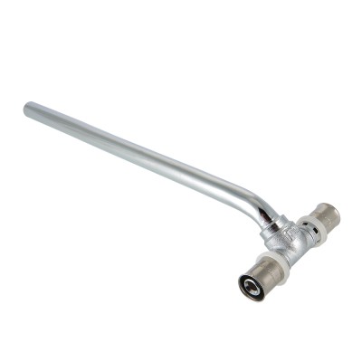 VTm.282.HN.161516 Пресс-фитинг – тройник с хромированной трубкой Valtec 15 мм, 16х15х16, 70 см 