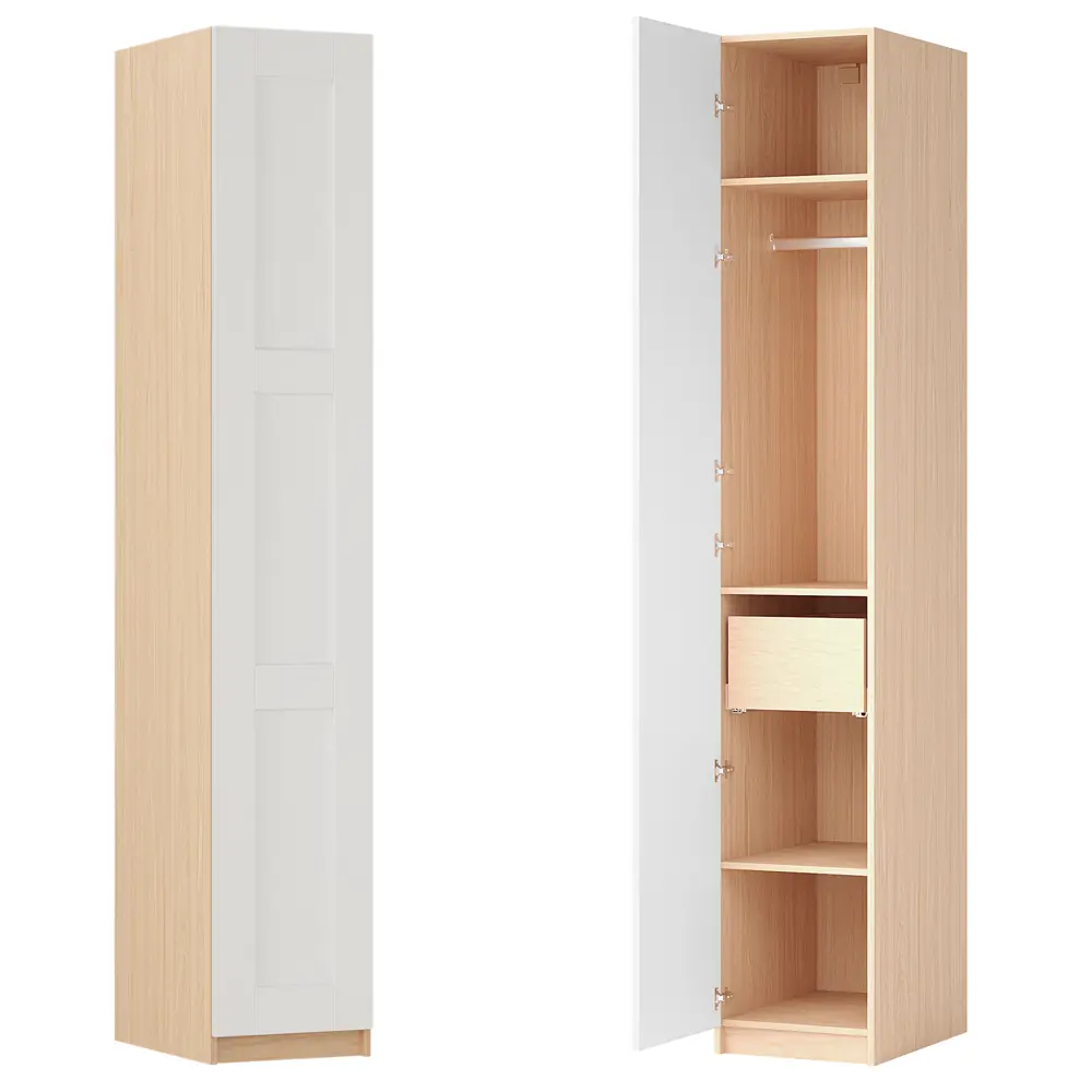 Шкаф распашной Реймс белый с  3 полками, штангой и ящиком 40х232,2х54,5 ЛДСП каркас дуб комано Santreyd Лион STLM-2037483 - Вид №2