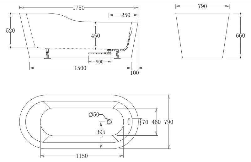 Акриловая ванна BelBagno BB65-1750  - Вид №1