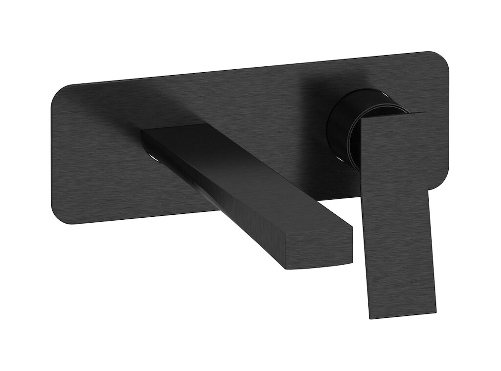 Встроенный в стену смеситель для раковины на 2 отверстия в комплекте с донным клапаном WE ARE IB wa200oo Brushed Black Chrome Wave