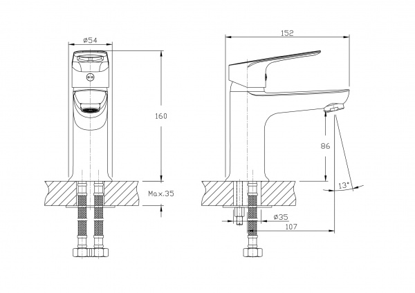 Смеситель для раковины Rush Edge ED7735-11 хром 11522110 - Вид №1
