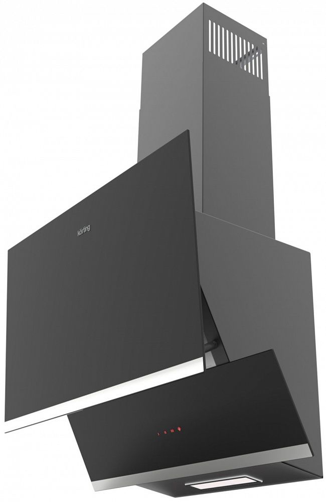 KHC 65070 GN Вытяжки / наклонная, 60см, электронное сенсорное управление touch, 3 режима, 450 м3/ч., таймер, алюминиевый жировой фильтр, лампы освещения led, ур.шума 50 дб, черное стекло Korting Santreyd  - Вид №1