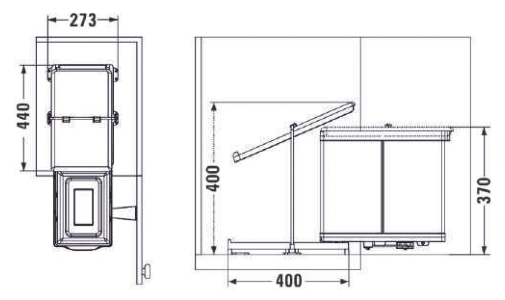 Контейнер для мусора на дверцу Alpha 400/17 Metallic Grey NAVAKO 10012 - Вид №3