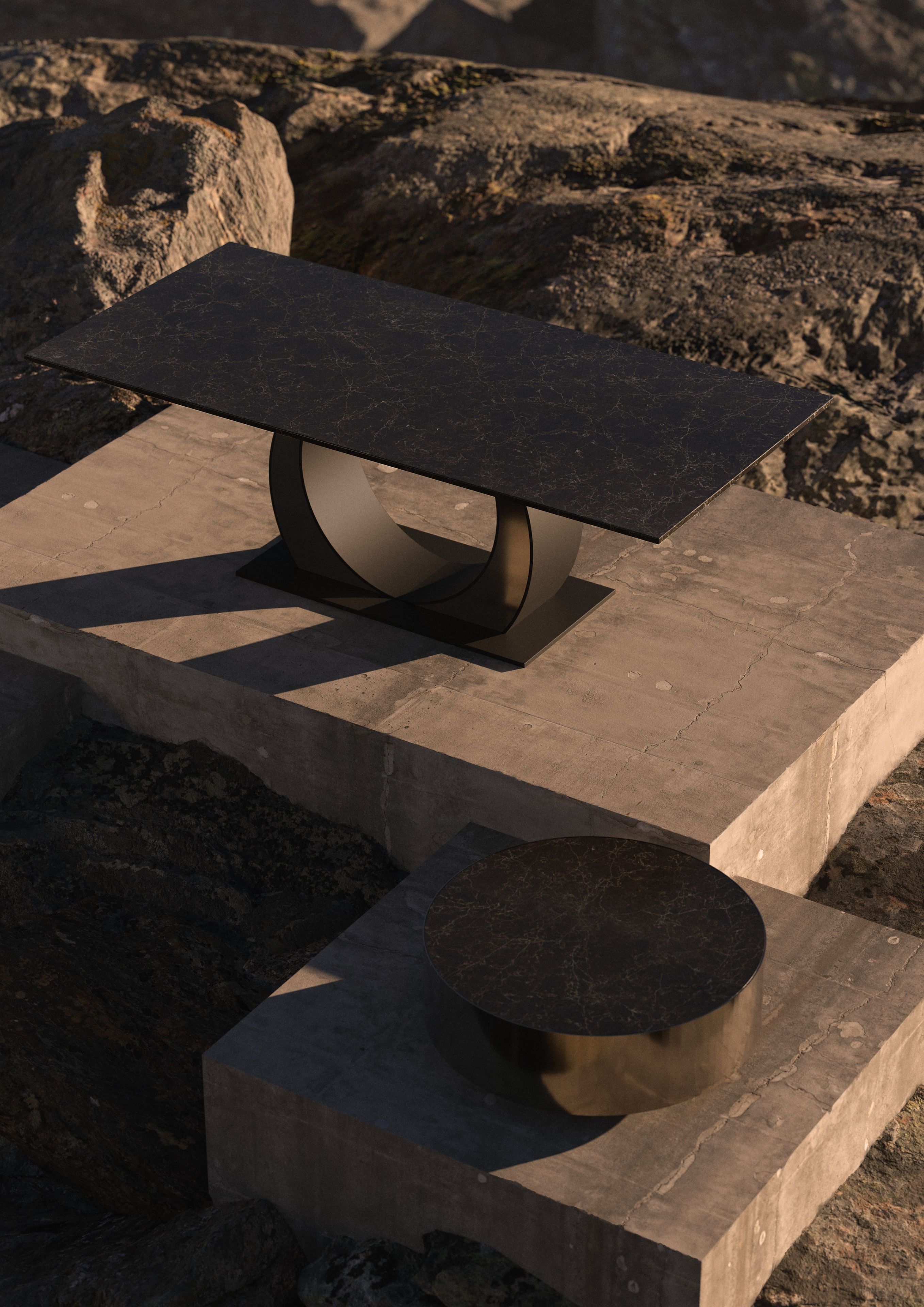 Круглый журнальный столик с кварцевым верхом ORO NERO Collection Hole ARCH-00080782 - Вид №2