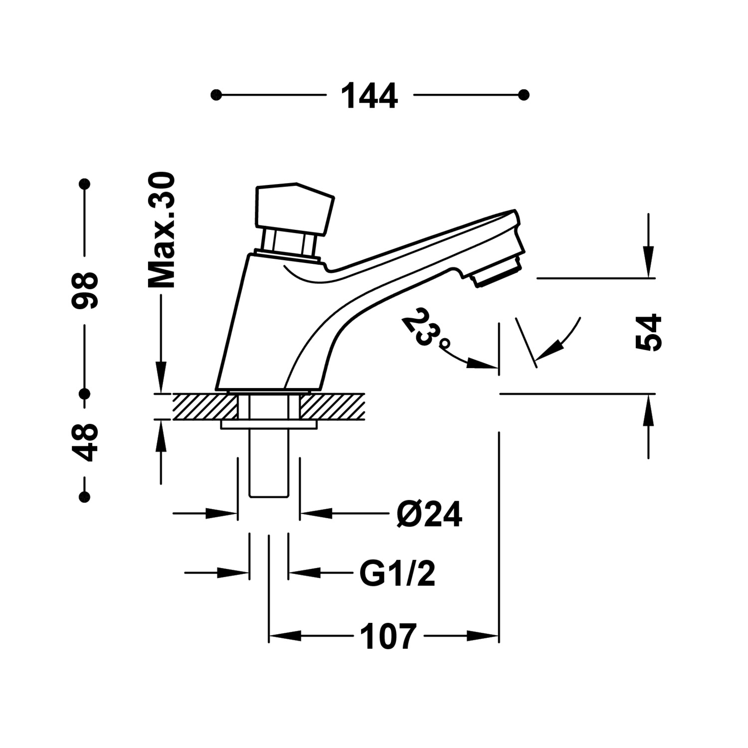 КОЛЛЕКТИВЫ Смеситель для умывальника с таймером на 1 воду-21210301 TRES Temporizados - Вид №1