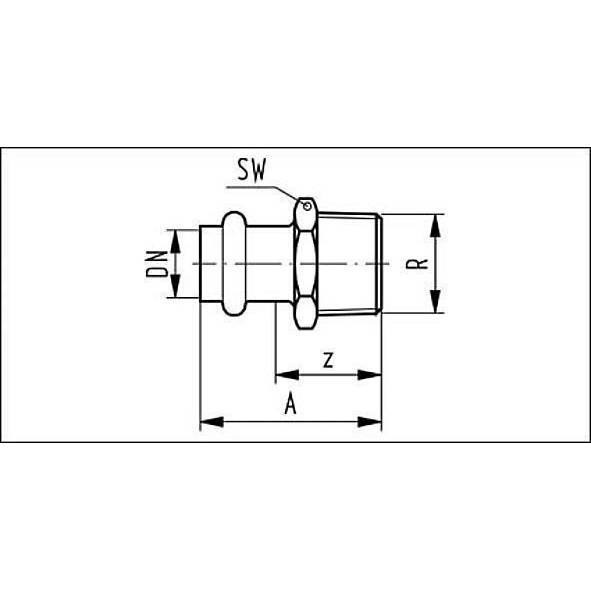691243G2234 SANHA 91243G пресс-фит. нерж.сталь, ниппель перех.ВПр-НР 22x3/4 мм  - Вид №1