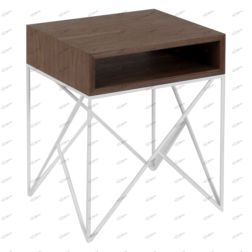 Прикроватная тумбочка дизайнерская американский орех Prince white INTELLIGENT DESIGN  260975 Коричневый 