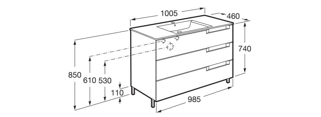 Деревянный напольный умывальник с ящиками Roca Aleyda ARCH-00099494 - Вид №5