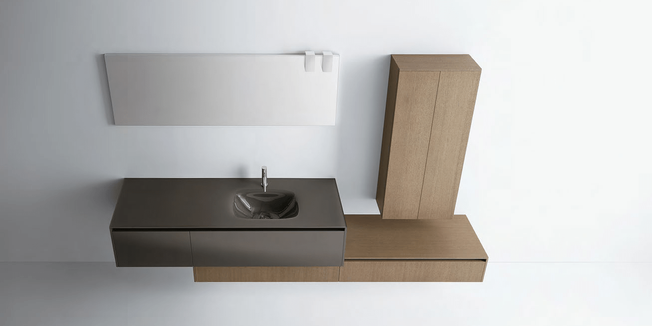 Комбинация ванной комнаты S110 в отделке BRILLIANT 03 Fango/poro Rovere Fango MILLDUE SINTESI SINTESI110 - Вид №1