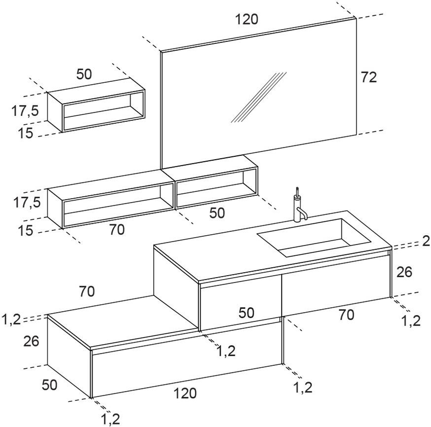 RAB Arredobagno Настенная тумба под умывальник с ящиками 3.0 sun-id-1424937 - Вид №2