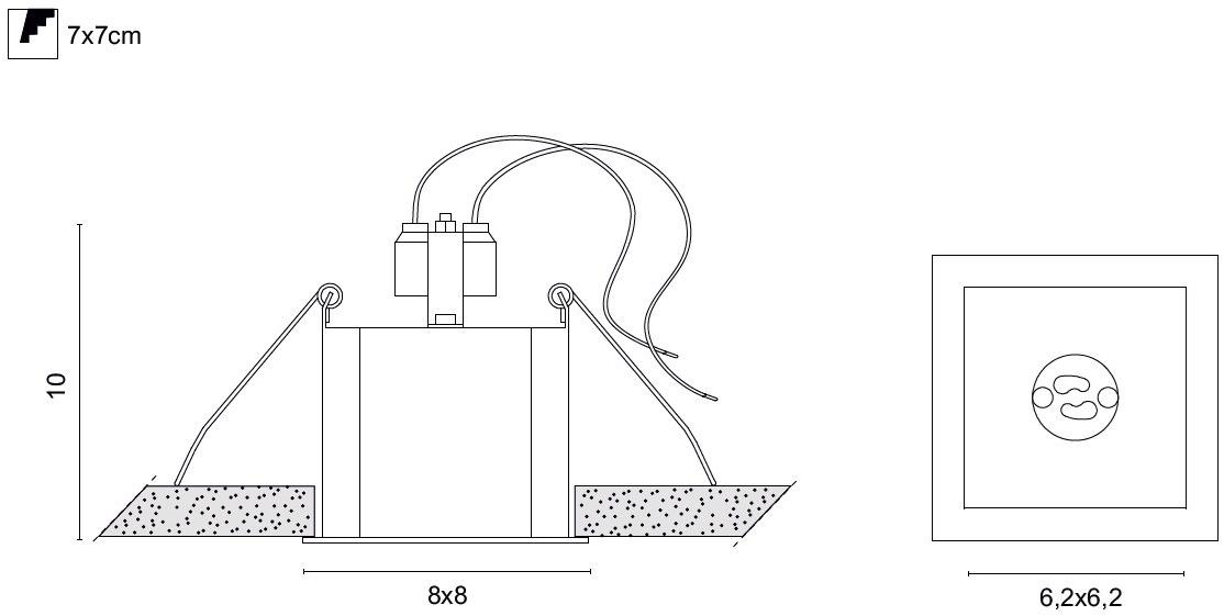 EGOLUCE Квадратный встраиваемый светодиодный точечный светильник Easy 6432 - Вид №2