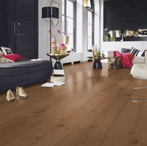 Широкий паркет Meister HD 300 Lindura Коньяк 8415 Дуб Рустик с брашью (Текстурированная) 2600х320 мм 2300200115 - Вид №9