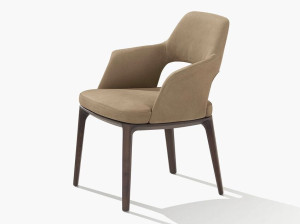 Кожаный мягкий стул с подлокотниками