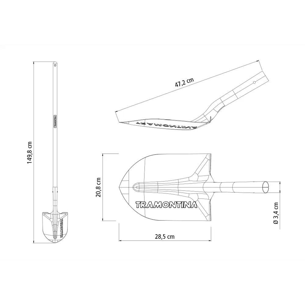 Лопата штыковая Tramontina 149.8 см сталь с черенком STLM-2089926 - Вид №3