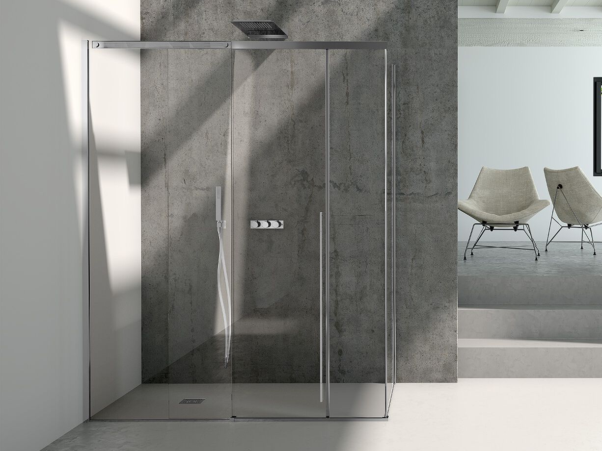 Стальная и стеклянная угловая душевая кабина с раздвижной дверью CSA Box Doccia INES ARCH-00145072