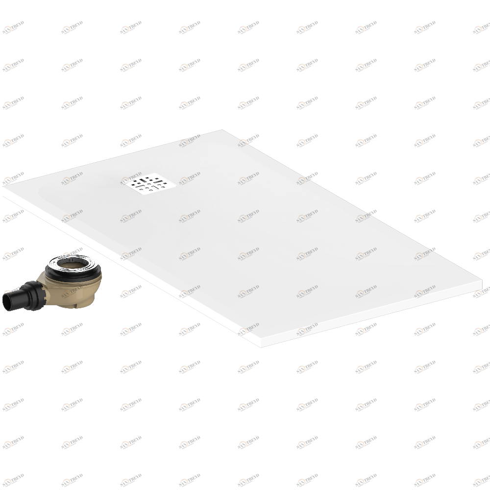 B15-R502 Душевой поддон POLLENSA 80 x 140 см, с выпуском и решеткой из матовой нержавеющей стали Thg-paris Поддоны Матовый белый 