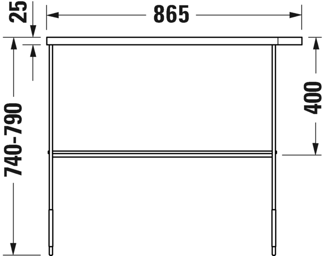 0031114600 Консоль металлическая напольная ** DuraSquare #003111 865 x 451 мм
Черный матовый Black Matt Duravit - Вид №5