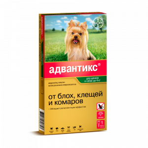 Т00000474 Капли для собак BAYER АДВАНТИКС от блох, клещей и комаров 40 (до 4кг веса) 1 пипетка в упак. Elanco