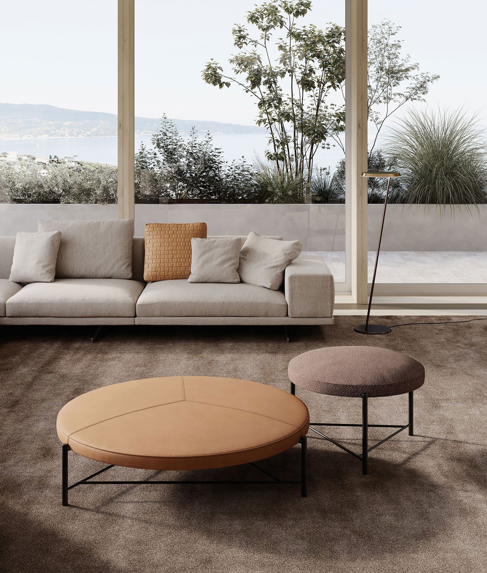 Круглый пуф из ткани Frigerio Santamonica ARCH-00080794 - Вид №4