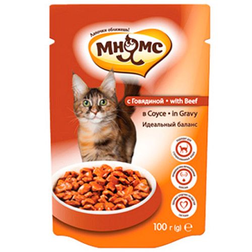 ПР0038787 Корм для кошек Идеальный баланс, говядина в соусе конс. пауч 100г МНЯМС 