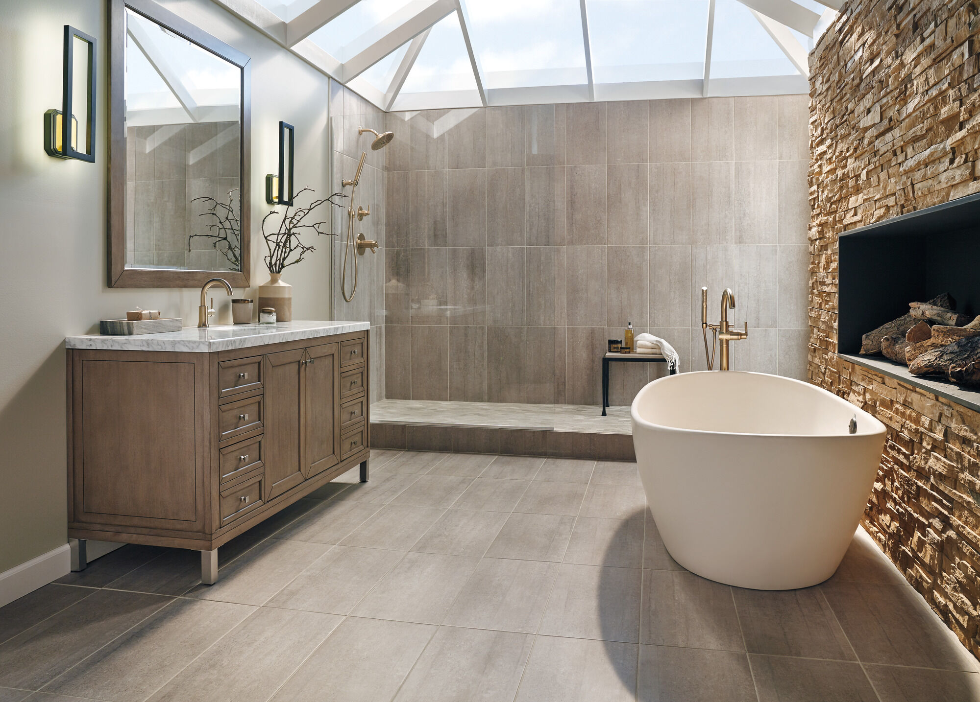 T4759-CZFL Напольная накладка для ванны с одной ручкой и ручным душем Delta Faucet Delta Шампанское бронза - Вид №3