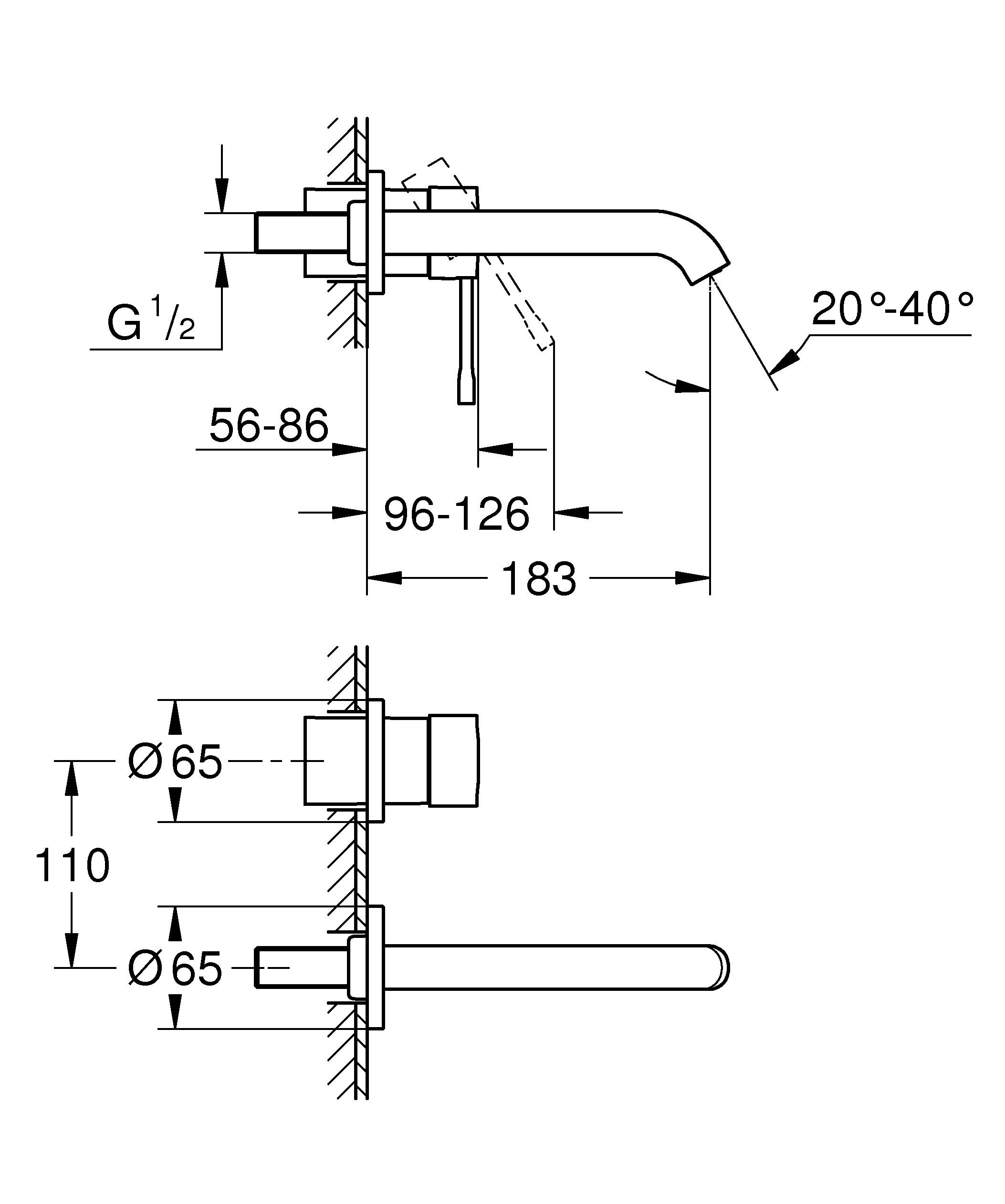Смеситель для раковины GROHE Essence на два отверстия M-Size, никель матовый (19408EN1) - Вид №1