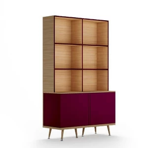 Стеллаж деревянный на ножках бордовый Woodi WOODI  00-3966215 Бежевый;красный