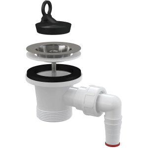 Донный клапан сифона для мойки 6/4" с нержавеющей peшeткой DN70 и штуцером