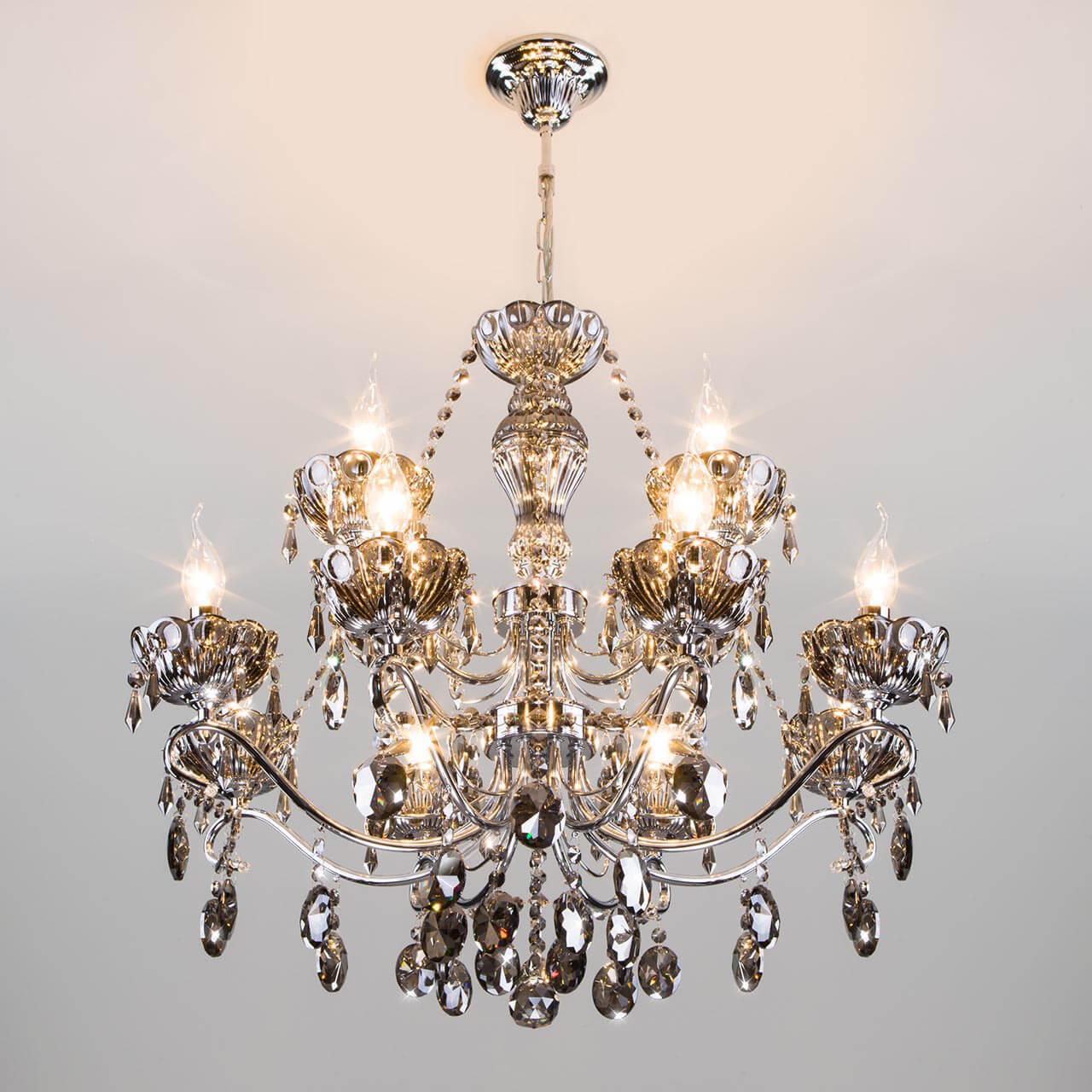 Подвесная люстра Eurosvet Teodore 10103/12 хром/дымчатый хрусталь Strotskis EUROSVET ДИЗАЙНЕРСКИЕ, TEODORE 00-3888059 Прозрачный  - Вид №3