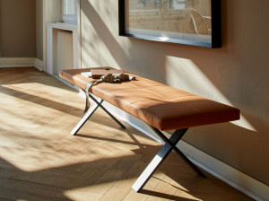 Кожаная мягкая скамья